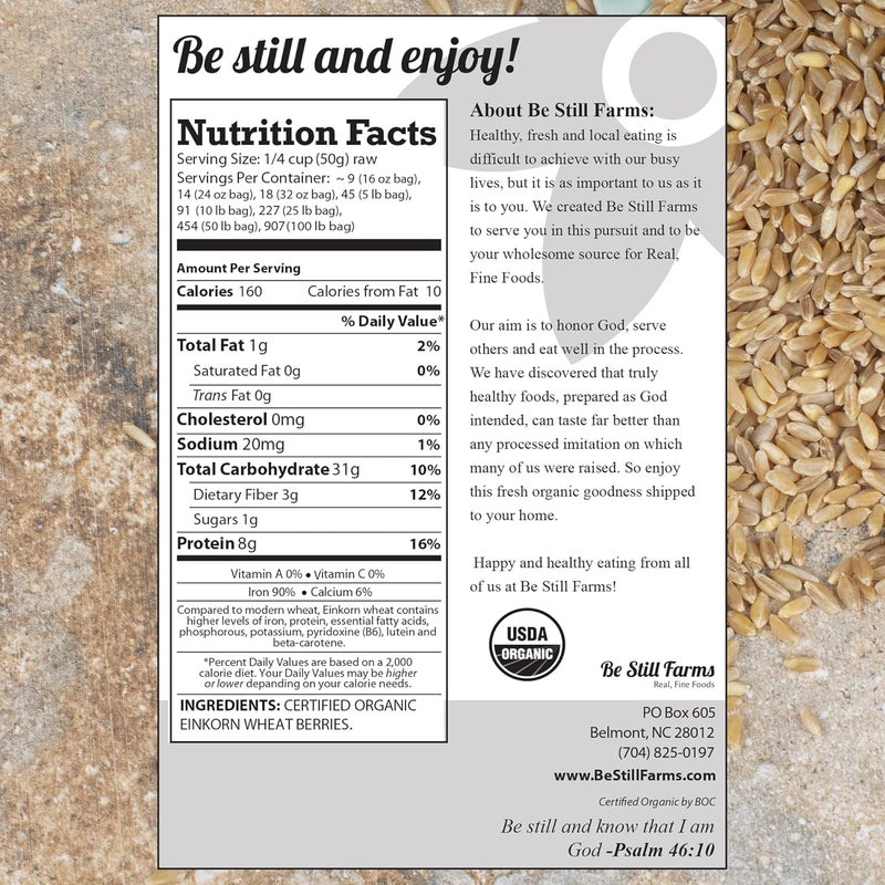 Be Still Farms Organic Einkorn Grains (4.8 lb) - Whole Ancient Grains for Soup, Flour, and Bread - Image 2
